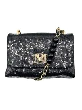 Badgley Mischka NWT Black Sequin Crossbody with Gold Chain and Bead Detail